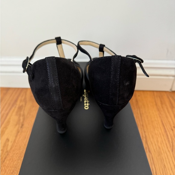 Repetto Salomes Lambskin Leather Black Carbon T-Strap Heels Ballroom 38.5 - Picture 9 of 14